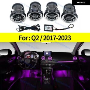 アウディ 256色 LED ベント Q2 2017-2023 車内 装飾 ランプ コン エアコン アウトレット 周囲光リペア