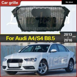 アウディ RS4 スタイル フロントスポーツ六角メッシュハニカムフード グリル グロスブラック A4/S4 B8.5 2013-2016 ウォークマンカー スタイリング