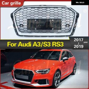 アウディ メッシュ スタイル ABS フロント バンパー ハニカム グリル アッパー グリル エアインテーク グリル A3/S3 2017 2018 2019 リペア RS3 スタイル
