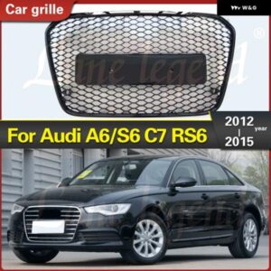 アウディ RS6 スタイル フロント バンパー グリル アッパーメッシュ グリル A6/S6 C7 2012-2015 カーアクセサリー レーシング グリル