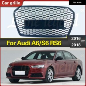 アウディ ブラックメッシュ ABS フロントフード グリル ハニカム グリル A6/S6 2016 2017 2018 フロント バンパー グリル RS6 スタイル エンブレムなし
