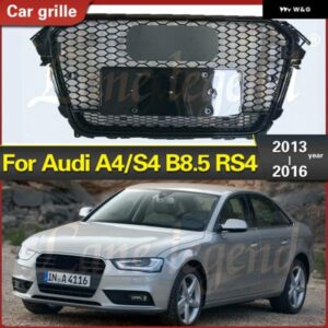 アウディ RS4 スタイル フロントスポーツ六角メッシュハニカムフード グリル グロスブラック A4/S4 B8.5 2013-2016 レーシング グリル アクセサリー
