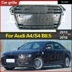 アウディ A4/S4 B8.5 2013-2016 レーシングウォーク S4 スタイル フロントスポーツ ヘックスメッシュ ハニカムフード スリムグレー レーシングウォーク