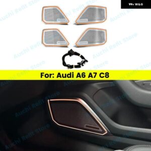 アウディ 32色LED スピーカー カバー A6 A7 C8 RS6 RS7自動ドアRGBホーンカバー 装飾 周囲ランプ光 カスタム 部品