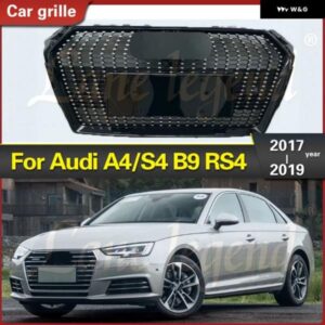 アウディ フルスカイスター車 ABS クレームフィット A4/S4 B9 2017-2019 カーパーツ ABS ブラック車フロントアッパーセンター グリル RS4 スタイル