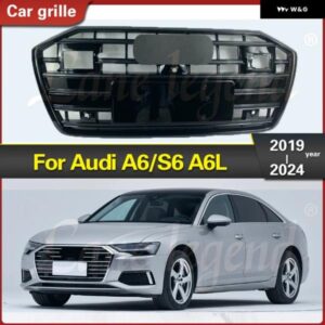 アウディ ブラック ABS フロント バンパー メッシュ グリル トリム レーシング グリル フィット A6L A6/S6 2019-2024 吸気 グリル スタイリング