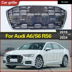 アウディ フロント レーシング グリル 適合 A6/S6 2019-2024 フロント グリル ABS 車スポーツ グリル 車 外装 トリム パーツ RS6 スタイル