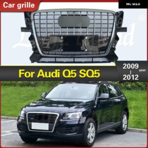 アウディ SQ5 スタイル フロント バンパー メッシュフード グリル クロームブラック Q5 2009-12 ABS バンパー グリル スタイリング
