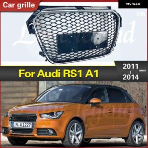 アウディ A1 2011-2014 アップグレード RS1 スタイル グリル フロント車 ABS 素材 レーシング グリル 外装 部品スタイリッシュなハニカム グリル