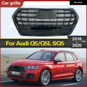 アウディ Q5 Q5L 2018 2019 2020 完璧な一致フロント グリル レーシング グリル SQ5 スタイル ブラックフロント バンパー グリル