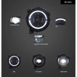 ジープ 2X ヘッドライト ジー ラングラー 2018 2019-2022 LED ダイナミックウインカープラグアンドプレイ ヘッドランプ DRL ライトヘッド