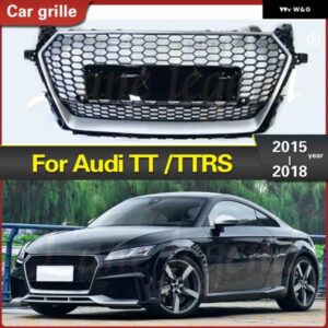 アウディ フロント バンパー グリル グリル TT/TTS 2015-2018 TTRS スタイル ハニカムアッパー バンパー フード メッシュ グリッド レーシング グリル