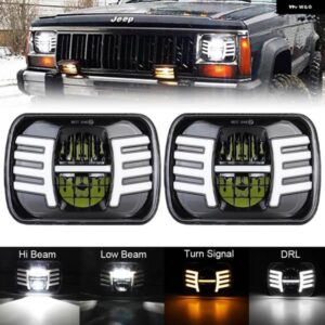 ジープ 2個 5X7 スクエア LED 車 ヘッドライト 7X6 ヘッドランプ DRL ウィンカー ラングラー YJ チェロキー XJ H6014 / H6052 / H6054 / 6054用
