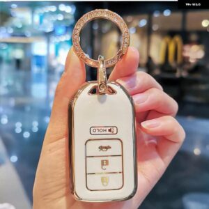 4 ボタン メッキ TPU 車リモートキー FOB カバー ケース ホンダ アコード EX EXL シビック CRV HRV パイロットリッジライン 2016 -2018 POCKETOR