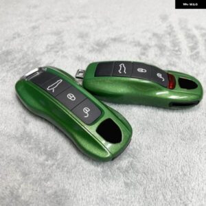 キーケースシェルマンバグリーン ポルシェ マカン カイエン パナメーラ タイカンケイマンボクスター 718/911 FOB リモートカバー ABS キー