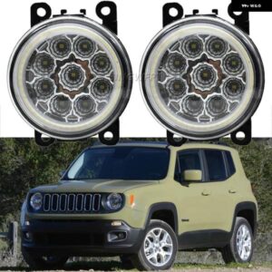 ジープ 4 スタイル フォグランプ レネゲード 2015-18 フロントバンパー LED フォグ ドライビングランプ H11 エンジェルアイ DRL 付き