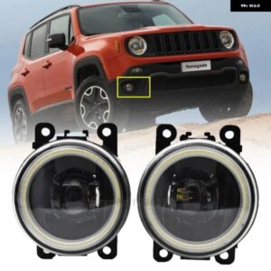 ジープ 2個 LED エンジェルアイ フォグライト フロント フォグランプ DRL チェロキー KL 2014 -2016/コンパス 2017/レネゲード BU 2016 2017 2018