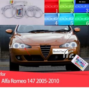 アルファロメオ LED ライトリング RGB マルチカラー RF リモートコントロールリング エンジェルアイズ 147 2005-2010 ヘッドライト アクセサリー