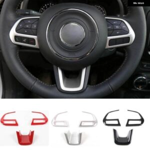 ジープ 3ピース /セット ABS ステアリング ホイール トリム ステッカー レネゲード 2015-2021 車内装飾 コンパス 2017-2020
