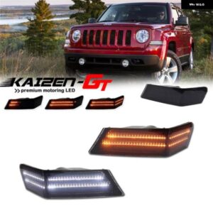 ジープ スイッチバック アンバー シーケンシャル LED フロント バンパー ターン シグナル ライト ホワイト DRL/パーキング ライト アセンブリ 付き パトリオ