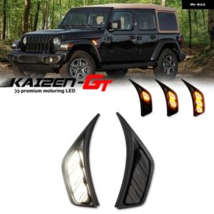 ジープ アンバーホワイト LED フロントフェンダー サイドマーカー ウィンカーライト ラングラー JL JLU スポーツ/ルビコン/サハラ/グラディエーター JT