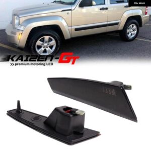 ジープ アンバー/ホワイト LED フロントバンパー サイドマーカー インジケータライト 2008-2012 リバティウィンカー/ドライビング/パーキングライト