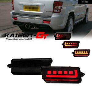 ジープ 赤色 LED リアバンパー リフレクターブレーキ テールライト シーケンシャルウィンカー付き リア フォグランプ 2005-2010 グランドチェロキー