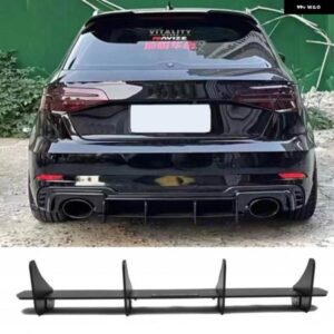 アウディ マットブラックリアバンパー ディフューザーサイドスプリッタースポイラー RS3 セダンハッチバック 2013-2020 自動車 外装 部品