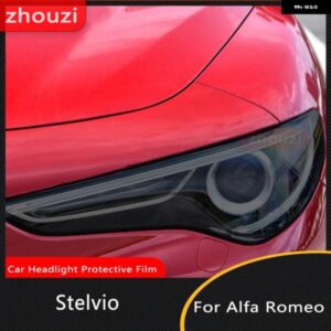 アルファロメオ ヘッドライト フィルム フロントライト クリアスモークブラックランプ TPU ステッカー STELVIO 949 2017-ON 2021 2022