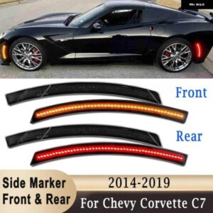 シボレー コルベット C7 2014-2019 LED フェンダー サイド マーカー ライト フロント アンバー ランプリア レッド 227711