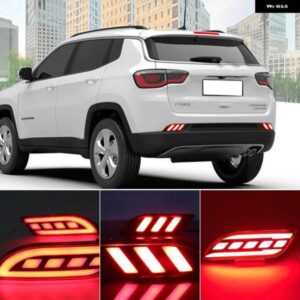 ジープ カー点滅 1ペア LED リフレクター リアバンパー テールライト フォグランプ カバー ブレーキライトランプ コンパス 2017-20