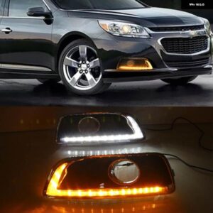シボレー 2個 DRL マリブ 2012-15 デイタイム ランニングライト フォグランプ カバー デイライトとイエローウインカー