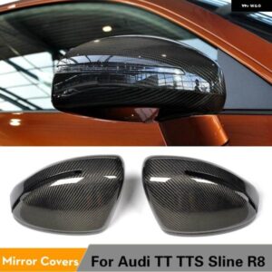 アウディ 交換用カーボンカーサイドバックミラー カバー TT 8J MK2 TTS R8 2008 - 2014 GT 2011 カーボン / ABS 光沢なし