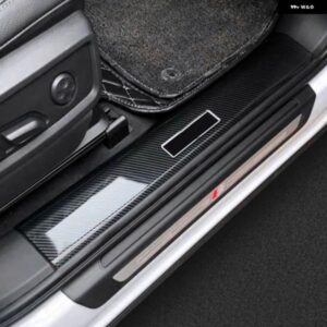 アウディ 8個 ABS カーボンドアシルスカッフプレートガードプロテクター カバー トリム Q4 Q5 E-TRON Q4E-TRON Q5E-TRON 2022 2023