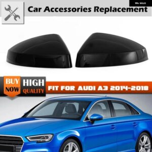 アウディ A3 S3 8V RS3 レーンアシスト付き 交換用サイド ウイング ミラー カバー キャップ カーボンルック ブラック 2017 2015 2016 2018