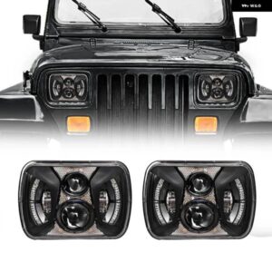 ジープ NEWST 7X6 5X7 LED ヘッドライト ホワイト DRL DAYTIMR ランニングライト ラングラー YJ チェロキー XJ トラック H4 LED スクエア ヘッドライト