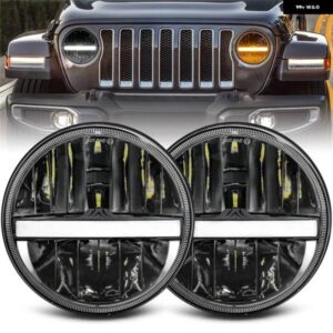 ジープ 7インチ LED ヘッドライト DRL エンジェルアイズ ランニングライト車 12V LADA NIVA 4X4 オフロードカー アクセサリー ラングラー JK TJ