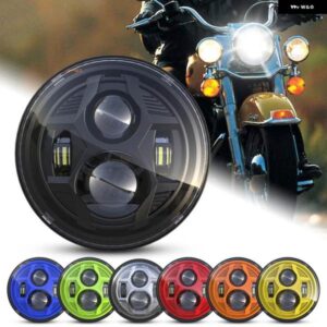ジープ 7インチインチ H4 LED ヘッドライト ラウンド ハーレー ダビッドソン ファットボーイ バイク 93-08 ドゥカティ モンスター 1000 600 JK TJ LADA 4X4