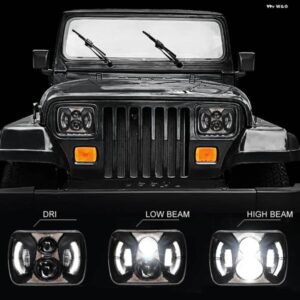 ジープ ペア 7X6 5X7 ヘッドライト LED カーライト アセンブリ ラングラー YJ チェロキー XJ トヨタ タコマ 88-95 PICKUP1 グランド チェロキー