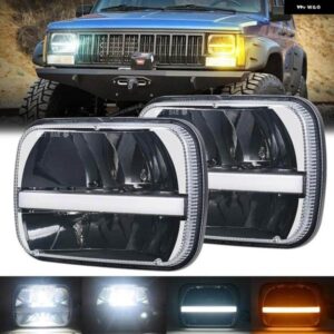 ジープ ブラック 5X7インチ 7X6インチ スクエア LED ヘッドライト 長方形ハイ/ロービーム デイタイム ランニングライト チェロキー XJ ラングラー トラック