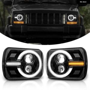 ジープ LED ヘッドライト 5X7インチ DRL ウィンカー HI-LO ビーム LED ヘッドランプ トヨタ ピックアップ トラック ラングラー YJ チェロキー XJ 日産 240SX