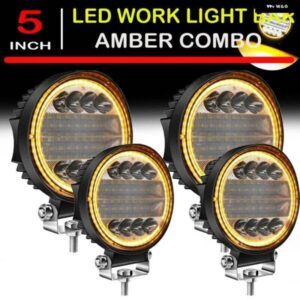 ジープ 4X LED ワークライトポッド ラウンド アンバー スポット コンボ ライト アンバー フォグランプ オフロード SUV用