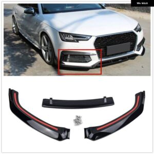 アウディ A4 B9 S4 セダン 2017 2018 2019 スポーツモデル 4ドアフロント バンパー スポイラー リップグロスブラック/カーボンルックスプリッターブレード