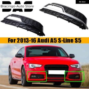 アウディ A5 S5 S ライン 2013-2016 車クロームブラックラインフロント バンパー フォグライト ランプ グリル カバー クローズドセルラー グリッド