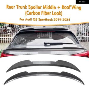 アウディ Q3 F3 スポーツバック 2019-2024 リアルーフ + ミドル スポイラー ウィングカーボンルック/グロスブラック トランク