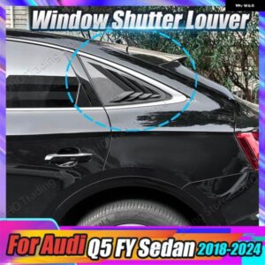 アウディ リアルーバーウィンドウサイドシャッターカバー Q5 FY セダン 2018-2024 トリム ステッカー エアベント スクープ ABS ブラック/カーボンルック