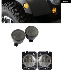 ジープ ラングラー JK LED 2007-2017 前輪アイブロウウインカーサイドマーカーフェンダーライト + グリル バンパー インジケータランプ