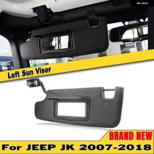 ジープ サン バイザー シェード ラングラー JK 2007-2018 黒左ドライバーフロントウィンドウシールドカバー サン バイザー サンシェード メイクアップミラー