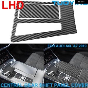 アウディ LHD RHD カー スタイリング カーボン インテリア 中央 ギア シフト 収納 パネル カバー トリム 装飾 ステッカー A6L A7 2019