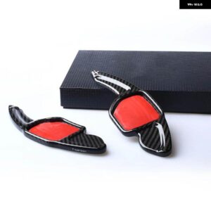 アウディ S8 Q3 Q5 Q7 R8 2013-2016 カーボンカーギア ステアリングホイール シフト パドル 延長 赤/黒パドルカバー トリム